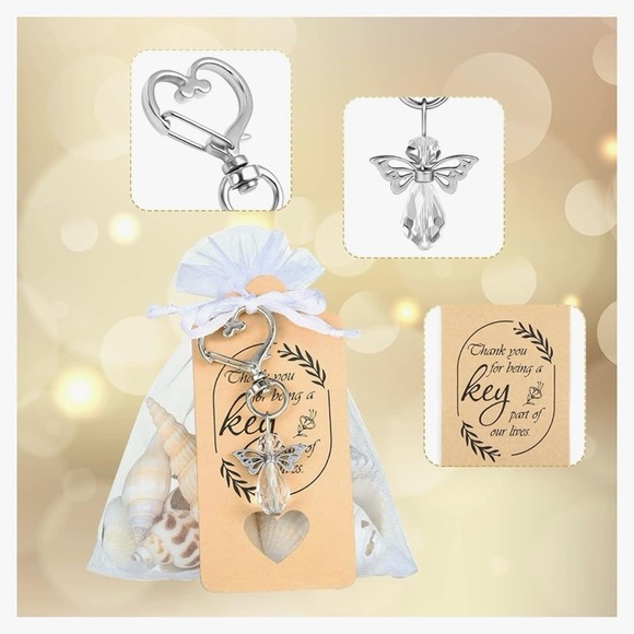 Angel Heart Keychain with Organza Gift Bags and Thank You Favor Tags Gifts 48 - Picture 5 of 10